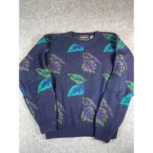 Vintage 80s 90s JT Beckett Sweater Women Large Leaves Wool Acrylic Knit Pullover